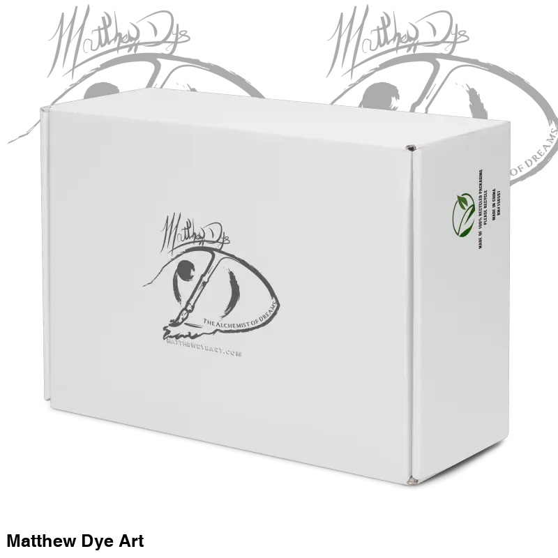 White cardboard box featuring logo for Whimsical Pumpkin Witch Women’s High Tops