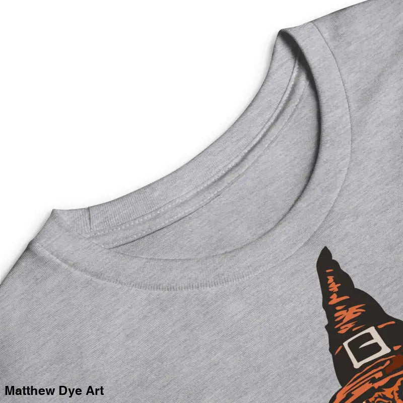 Gray t-shirt featuring Pumpkin Witch design from the Halloween collection for youth