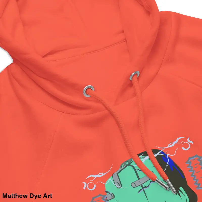 Orange hoodie with drawstring, eco organic cotton-blend for comfort and warmth in autumn