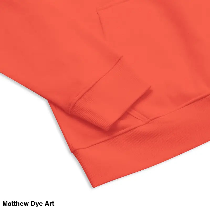 Orange hoodie sleeve and hem of eco organic cotton-blend for comfort and warmth this autumn