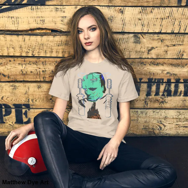 Frankenstein graphic tee featuring classic horror art on a Franky unisex t-shirt