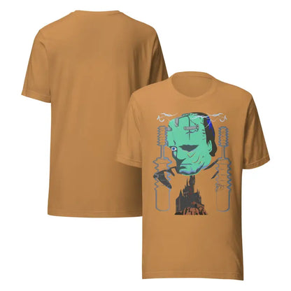 Frankenstein graphic t-shirt featuring Franky unisex design in classic horror art style