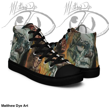 Vintage Frankenstein Canvas Shoes featuring camouflage print and faux leather toe cap