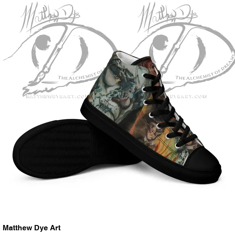 High-top sneaker with camouflage print and black trim from Vintage Frankenstein Canvas collection