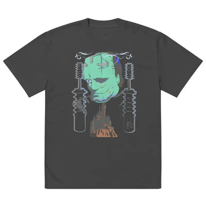 Dark gray Retro Franky Oversized Tee featuring Matthew Dye art of Frankenstein’s monster