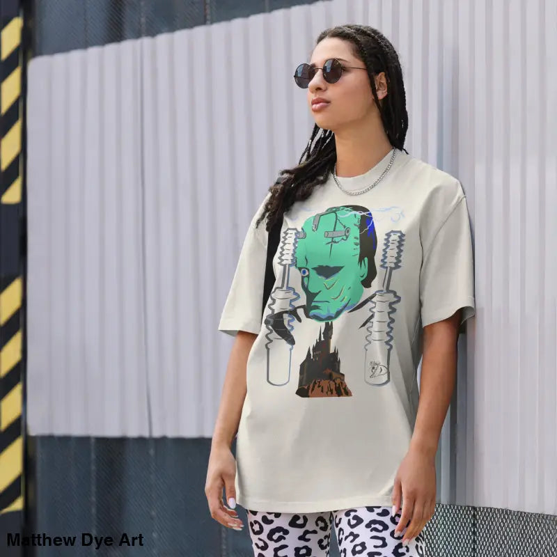 Retro Franky Oversized T-Shirt featuring Matthew Dye art for a tempestuous autumn night