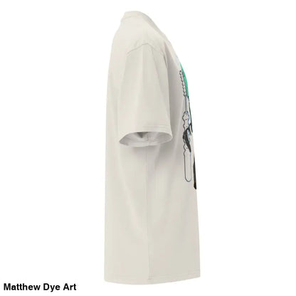 Beige Retro Franky Oversized T-Shirt featuring Matthew Dye art for Gothic Horror enthusiasts
