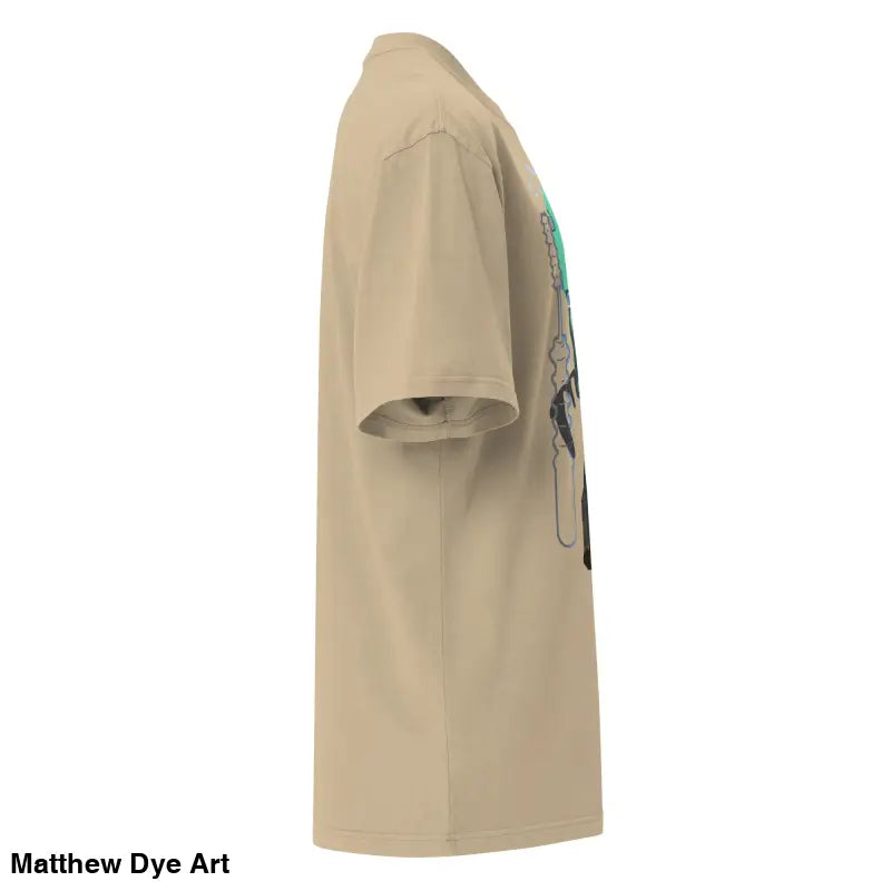 Beige Retro Franky Oversized T-Shirt featuring Matthew Dye art for Gothic horror enthusiasts