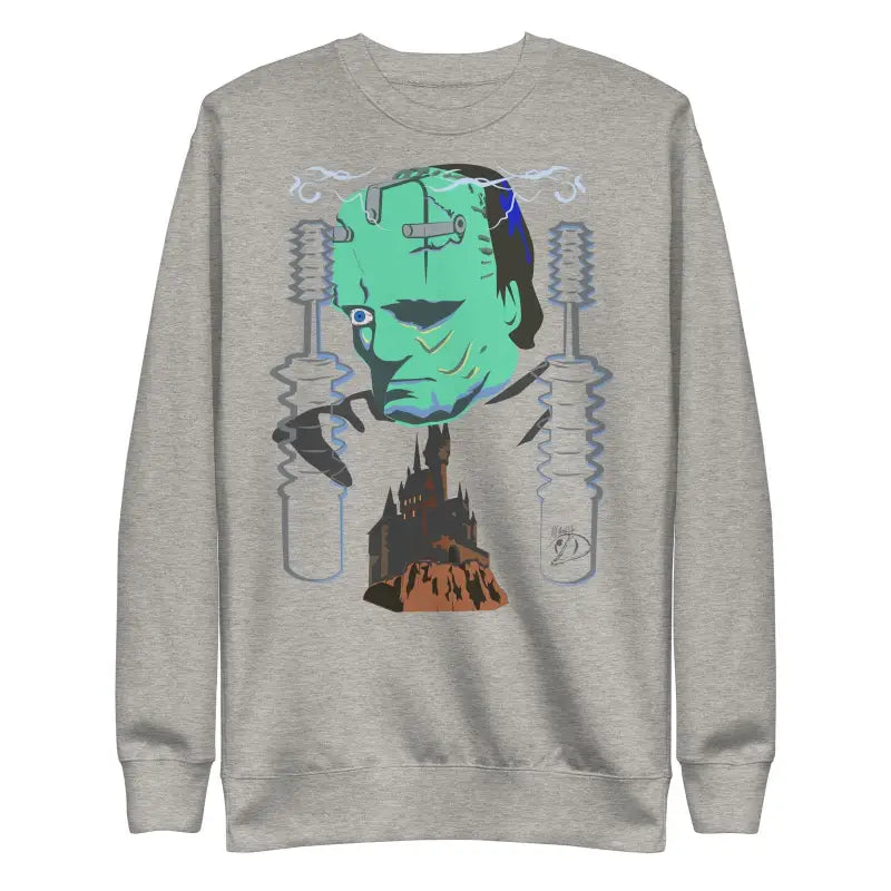 Grey sweatshirt with Retro Franky design, perfect for Spooky Season enthusiasts