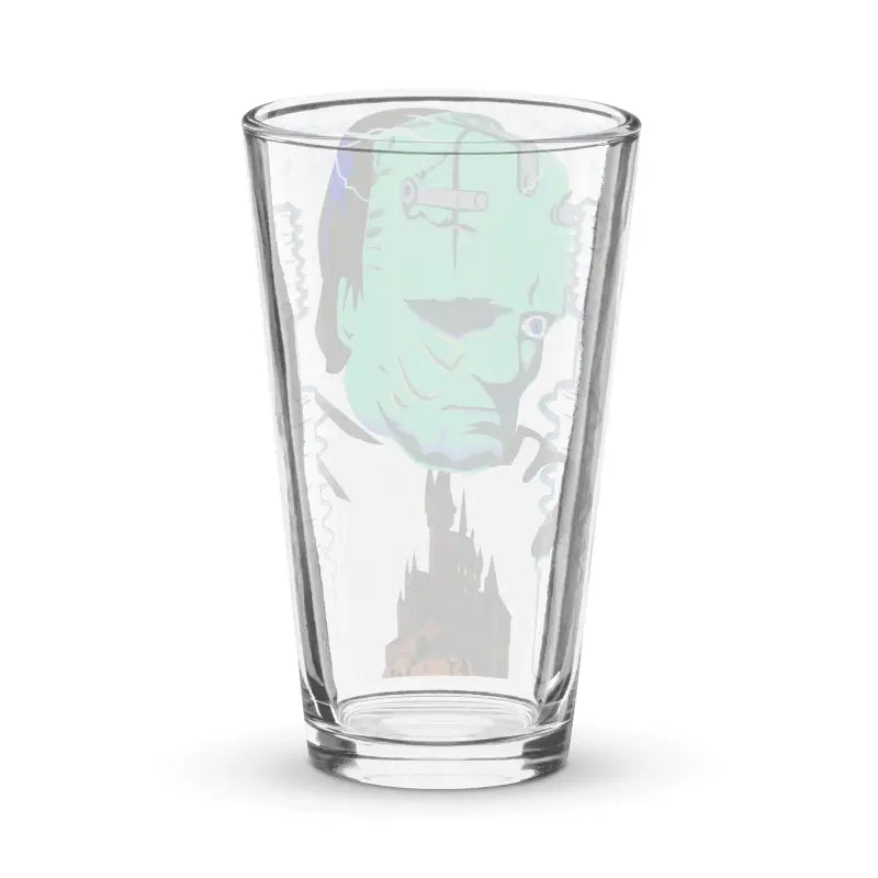 Clear Retro Franky Shaker Pint Glass with faded mint design for Halloween gatherings