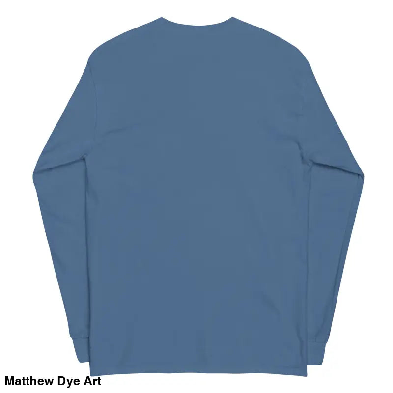 Blue long-sleeved shirt from Retro Franky featuring Matthew Dye art for cute Halloween collection