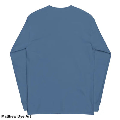Blue long-sleeved shirt from Retro Franky featuring Matthew Dye art for cute Halloween collection