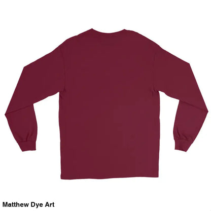 Maroon long-sleeved Retro Franky shirt featuring Matthew Dye art from the cute Halloween collection