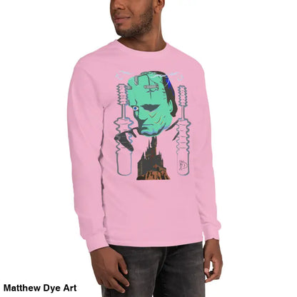 Pink long-sleeved Retro Franky tee featuring Matthew Dye art for a cute Halloween collection