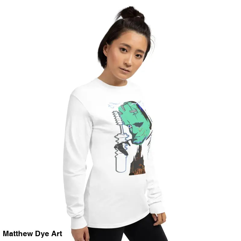 Vintage Horror Long Sleeve Tee featuring Retro Franky and Matthew Dye art design