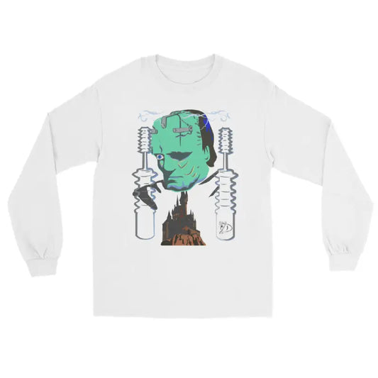 Retro Franky vintage horror long sleeve tee featuring Matthew Dye art for a cute Halloween collection