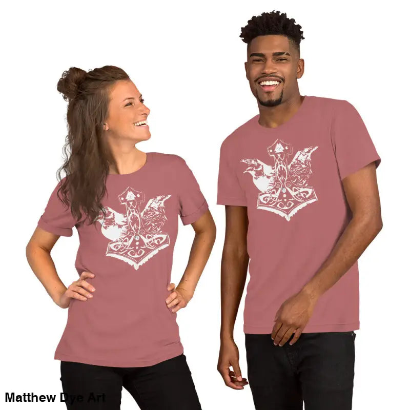 Matching Viking-themed t-shirts featuring the Odin’s Chosen tee, transcending mere apparel