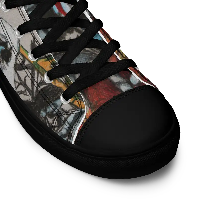 Artful Steps Zombie Tribute High Top Canvas Shoes with black laces and graffiti design