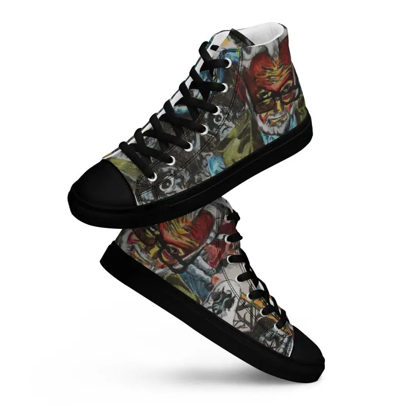 High-top canvas shoes featuring vibrant comic book artwork in Zombie Tribute High design