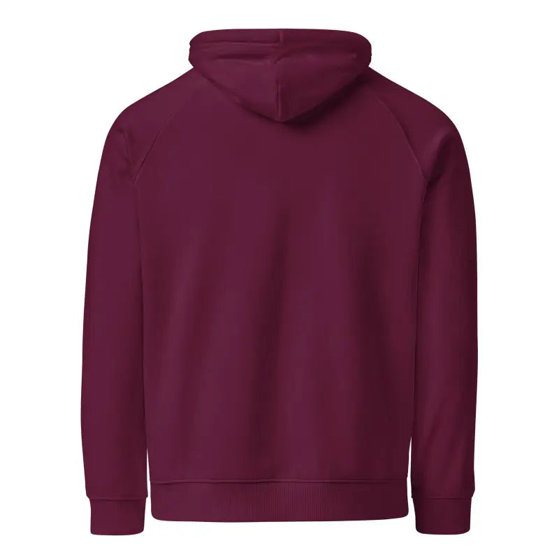 Burgundy Eco Raglan Hoodie celebrating the legacy of George A. Romero displayed prominently