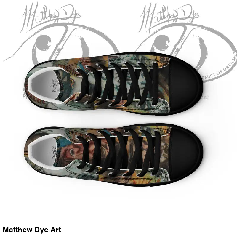 High-top sneakers with black toe cap and camo pattern for Women’s Zombie Tribute shoes