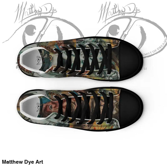 High-top sneakers with black toe cap and camo pattern for Women’s Zombie Tribute shoes