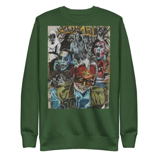 Forest green cotton sweatshirt featuring graffiti-style art inspired by Romero