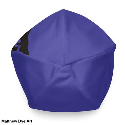 Purple bean bag chair featuring star-shaped seam pattern, ideal for Kitty Head Beanie enthusiasts