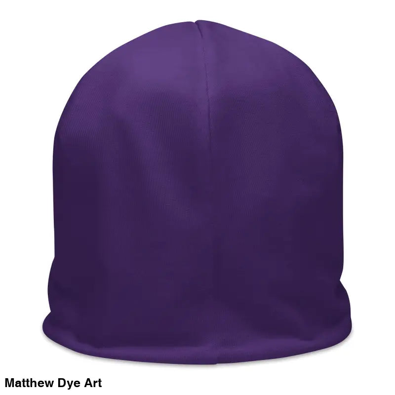 Purple beanie hat with knit design for the Ah Kitty Head Beanie, a fierce feline accessory