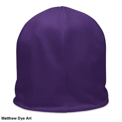 Purple beanie hat with knit design for the Ah Kitty Head Beanie, a fierce feline accessory