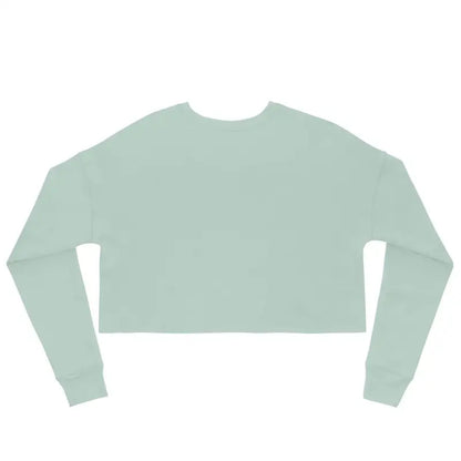 Mint green cropped sweatshirt with long sleeves featuring Scary Cat Halloween design