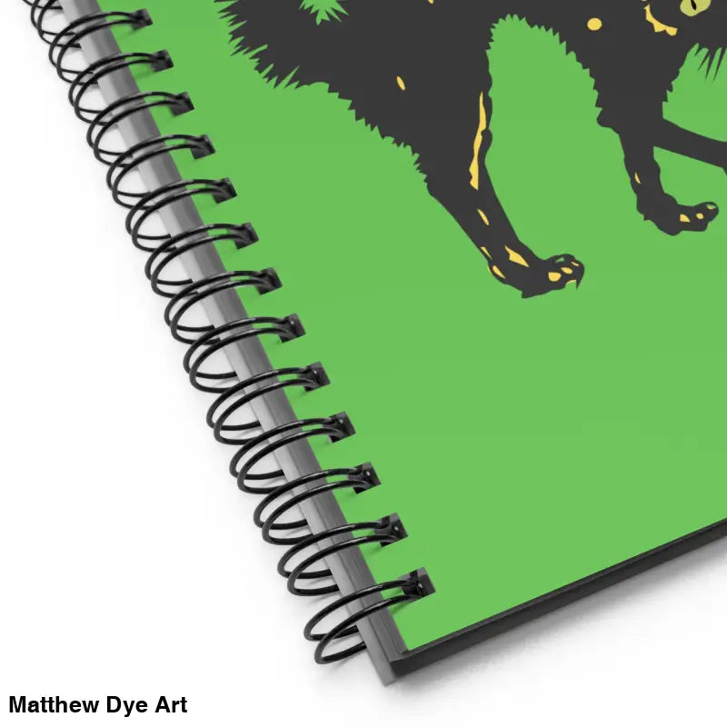 Spiral-bound notebook featuring a Scary Cat Halloween design for festive note-taking