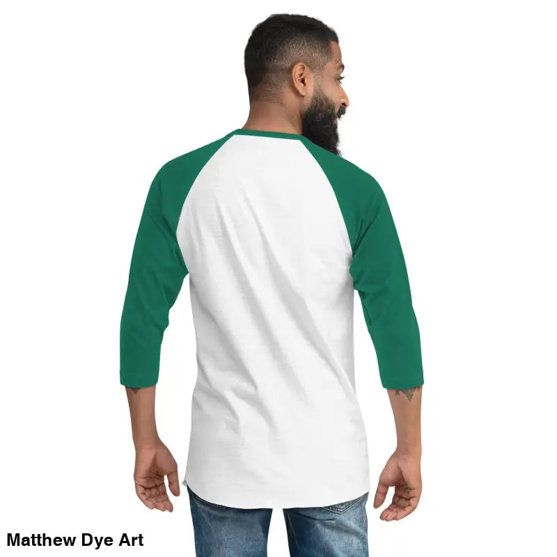Green and white raglan shirt featuring Scary Cat Halloween design for hauntingly stylish nights