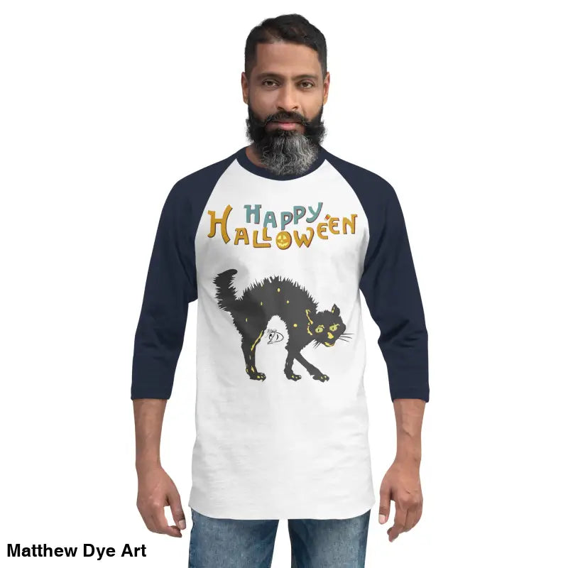 Scary Cat Halloween Raglan showcasing a hauntingly stylish design for festive nights