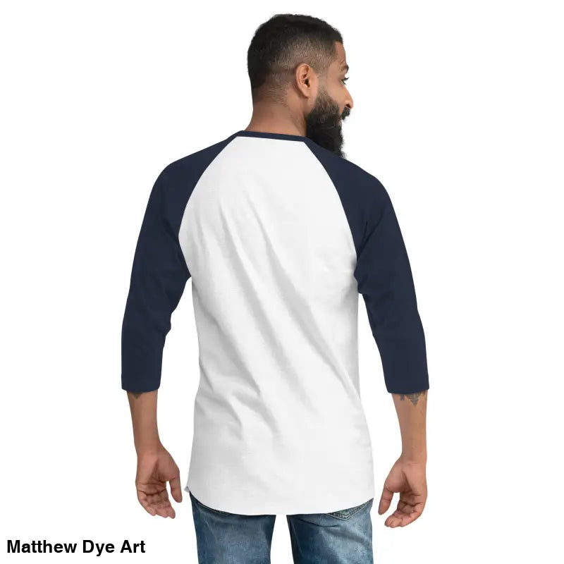 White and navy blue raglan shirt featuring Scary Cat Halloween design for hauntingly stylish nights