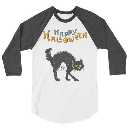 Scary Cat Halloween Raglan shirt for hauntingly stylish nights and festive celebrations