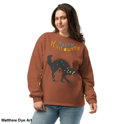Scary Cat Halloween Ugly Sweater unisex long-sleeved shirt for festive celebrations