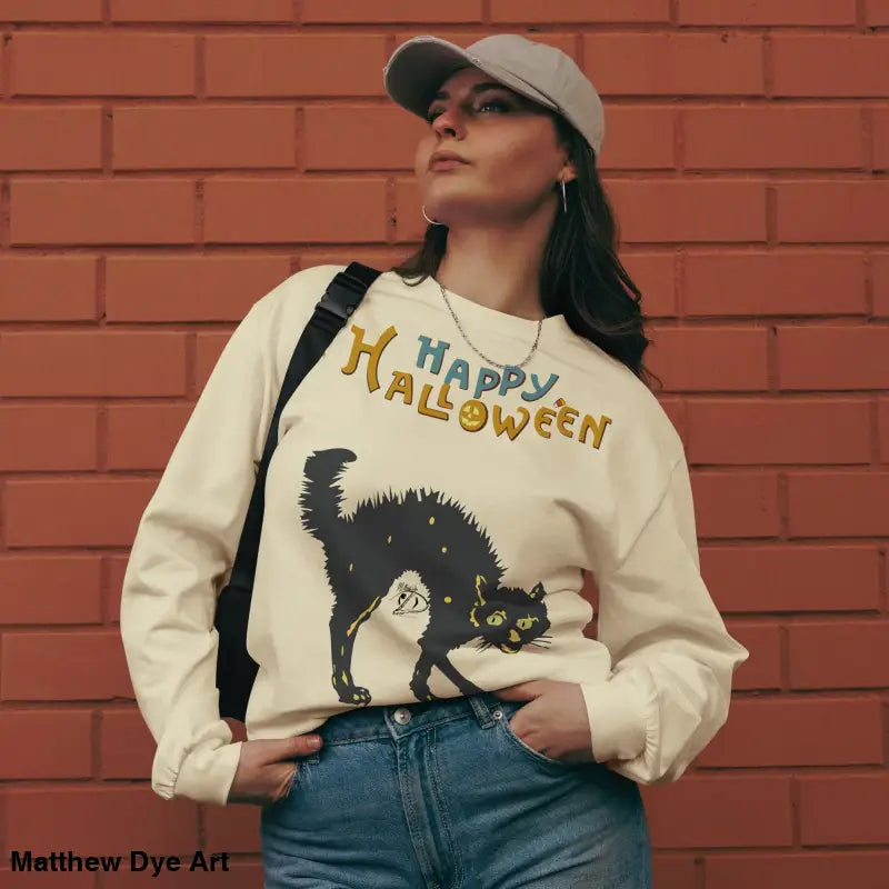 Scary Cat Halloween Ugly Sweater for festive fall celebrations and stylish comfort