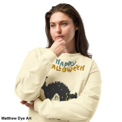 Scary Cat Halloween Ugly Sweater for unisex, perfect long-sleeved festive attire