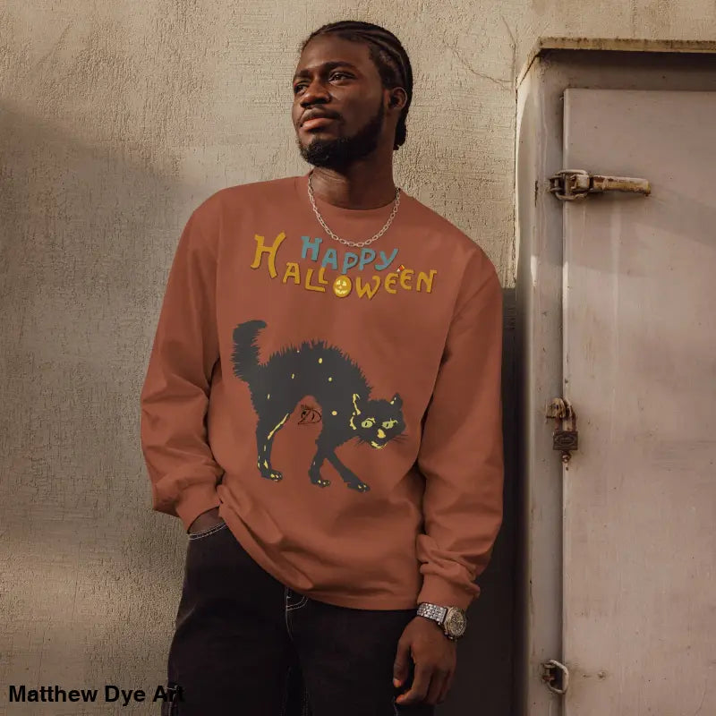 Scary Cat Halloween Ugly Sweater, unisex long-sleeved shirt for festive occasions