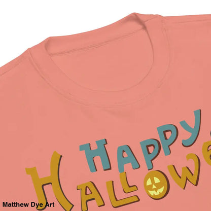Peach-colored Halloween shirt featuring Scary Cats & Chaos design for Halloween nights