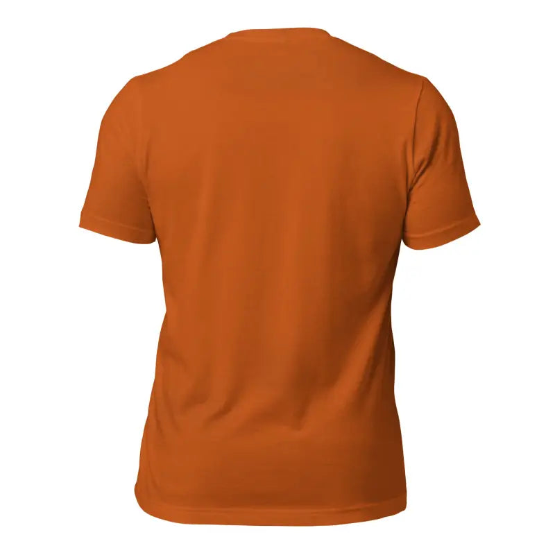 Back view of orange short-sleeved Ravens T-shirt featuring White Mjölnir design