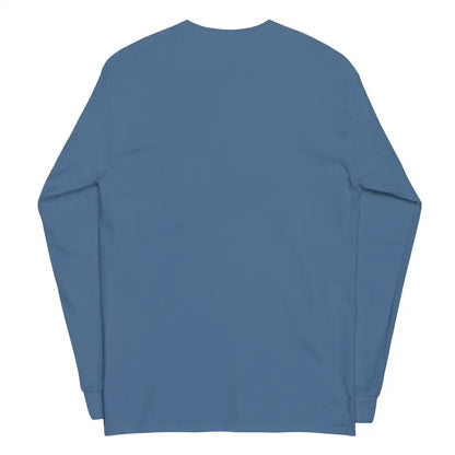 Blue long-sleeve crewneck sweatshirt from Shadows of Intrigue classic horror men’s long-sleeve tee