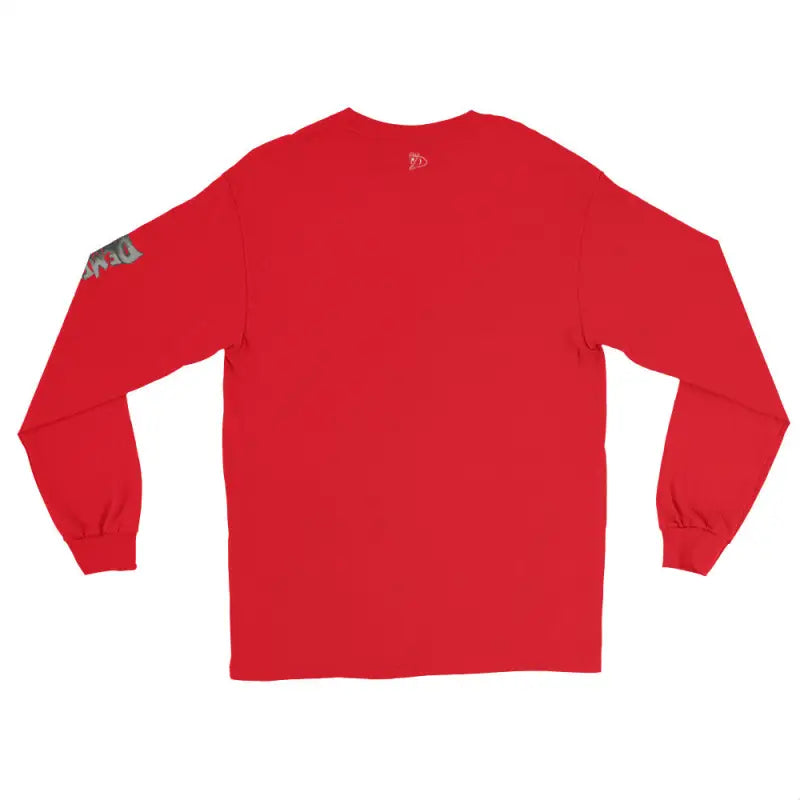 Red long-sleeve cotton t-shirt from Shadows of Intrigue classic horror men’s long-sleeve tee