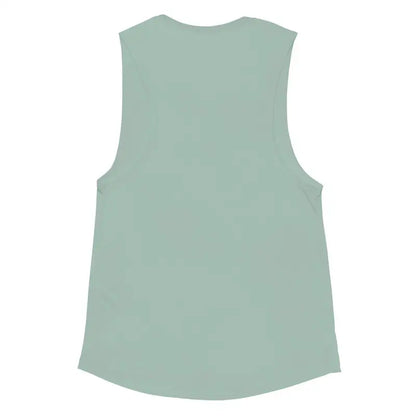 Mint green women’s muscle tank showcasing the Shield-Maiden Strength design