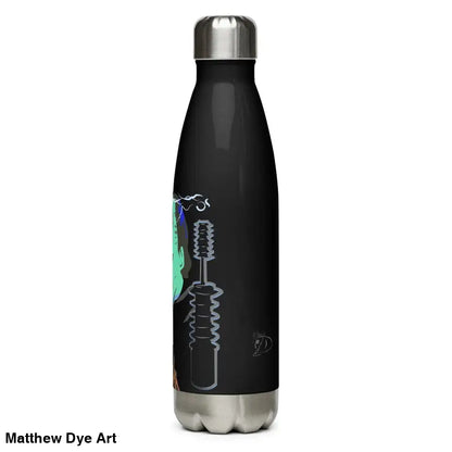Black stainless steel Retro Franky Water Bottle with gothic graphics for stylish hydration