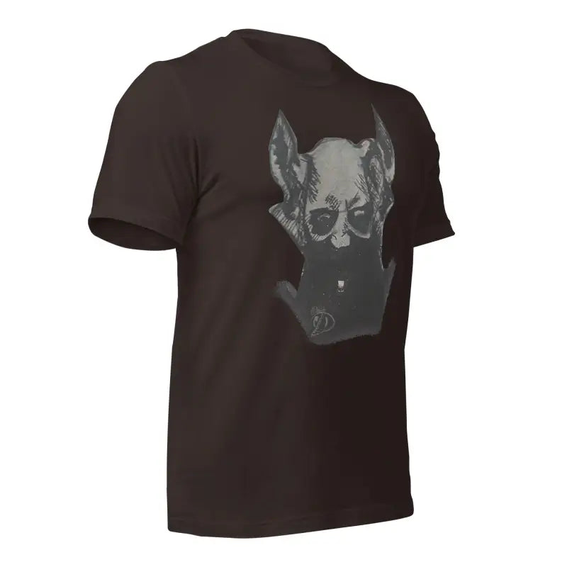 Black Sinister Demon Gothic Horror Unisex Tee featuring grey dog head graphic design