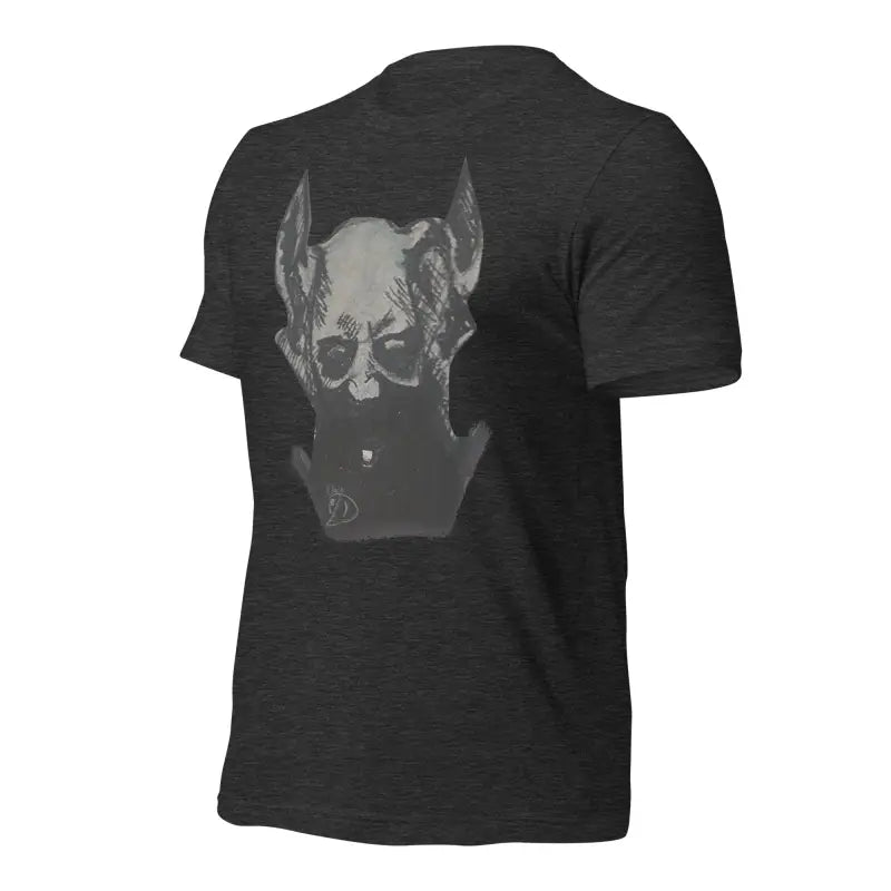 Black Sinister Demon Gothic Horror Unisex Tee featuring a grey demonic gas mask design