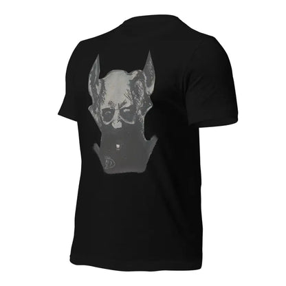 Black T-shirt featuring a grey demonic graphic from Sinister Belle Unisex collection