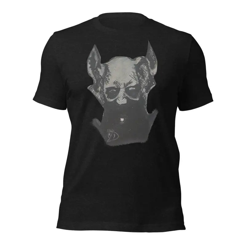 Black t-shirt featuring grey dog head graphic from Sinister Belle Unisex collection